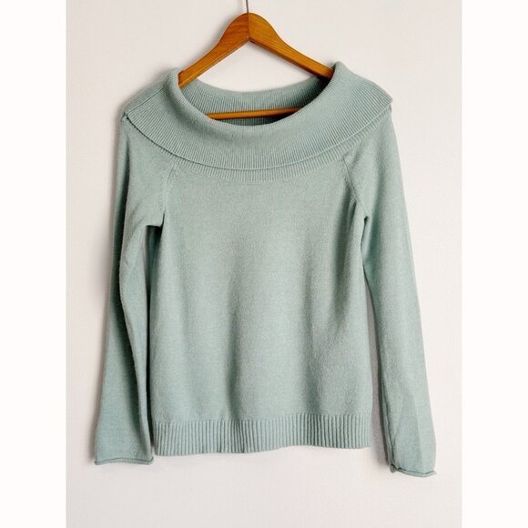 Anthropologie Boatneck Rib Knit Sweater Women’s Small Sage Green Minimalist Chic - Picture 3 of 10